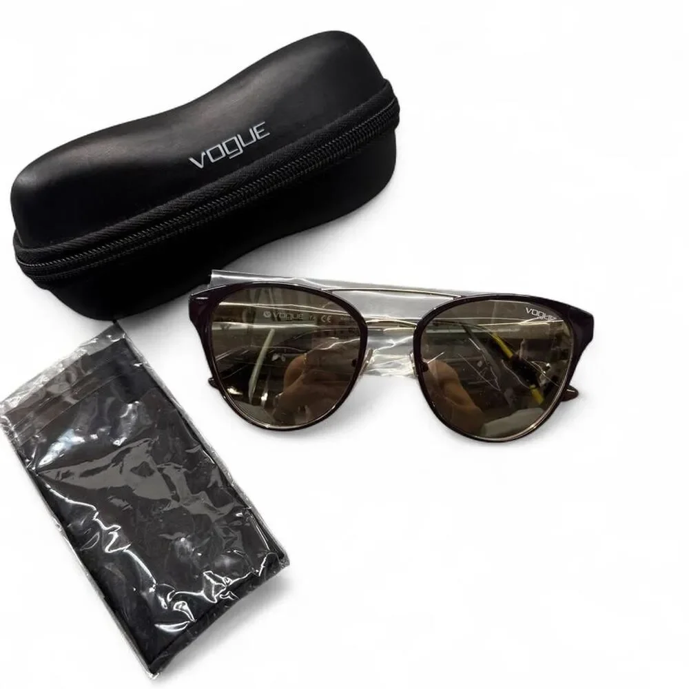 Vogue Women's Brown and Gold Mirror Lens Sunglasses Brand New